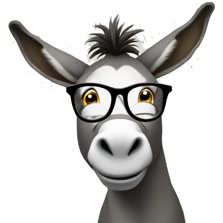 donkey with glasses and math calculations in background, e=mc2 emoji