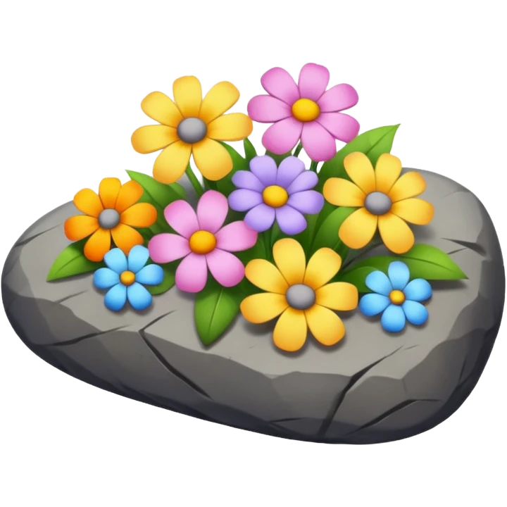 rock giving flowers emoji
