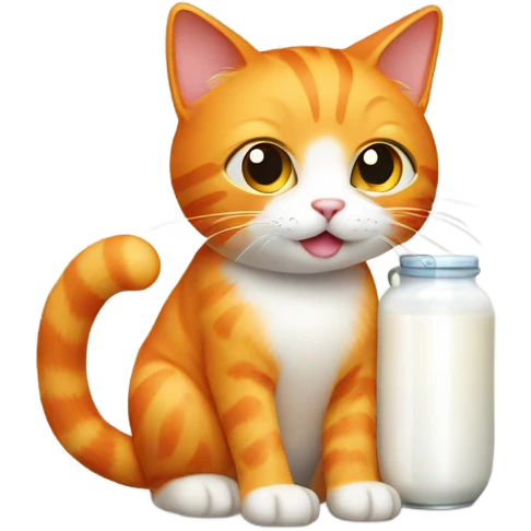 An orange cat holding milk emoji