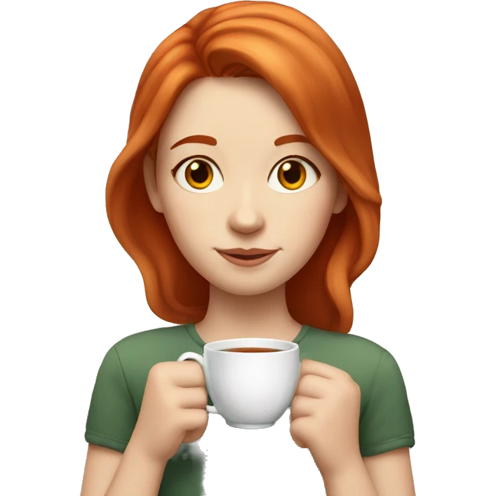 red-haired girl with fair skin drinking tea emoji