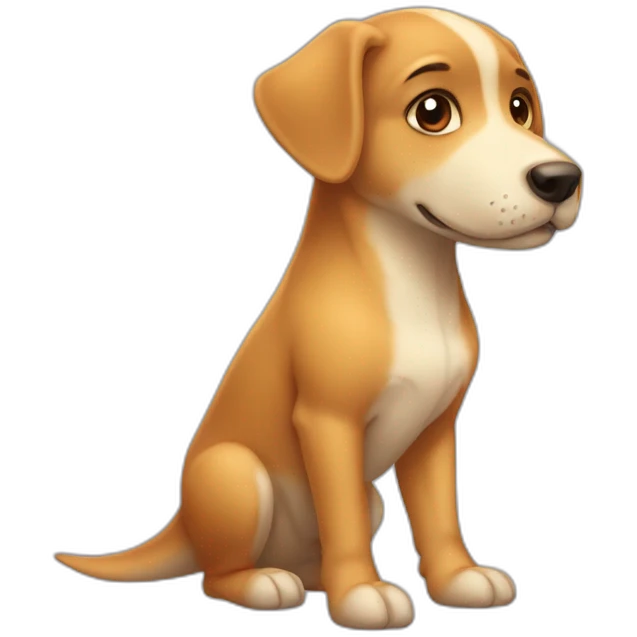 Chien qui fait un bisous à un dinosaure emoji