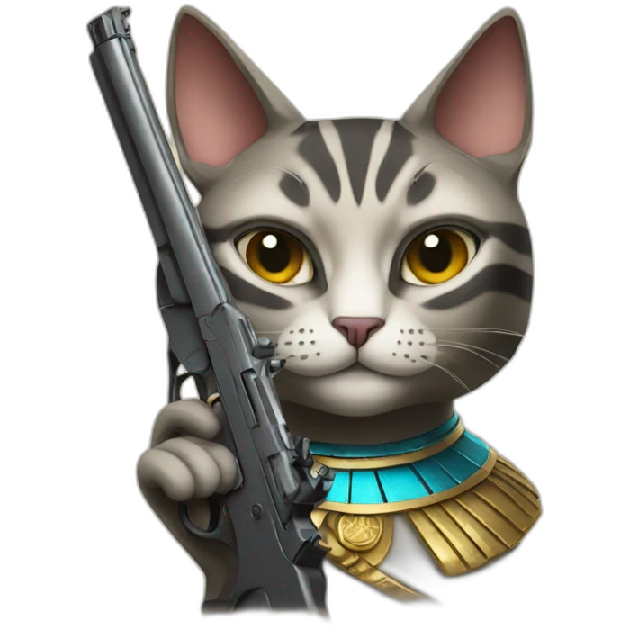 egyptian cat holding gun emoji