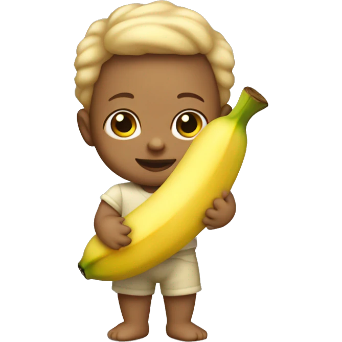 Bold baby light skin holding banana emoji