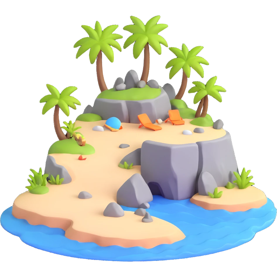 tiny island with beach and rocks emoji