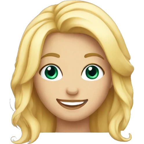 blonde girl with american smile winking emoji