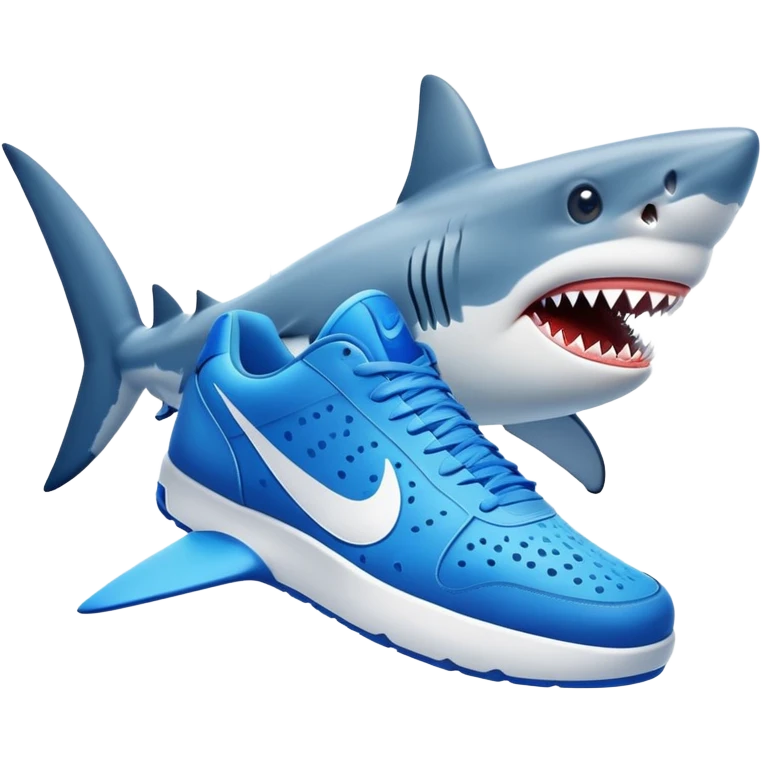 Un tiburón con zapatos nike azules emoji