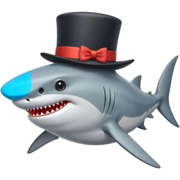 Shark with a top hat emoji