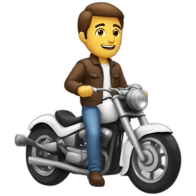 Hombre alto, blanco  con moto emoji