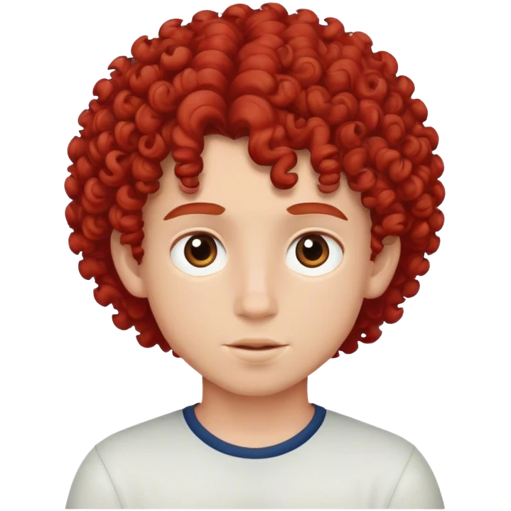 Boy with curly hair red  emoji