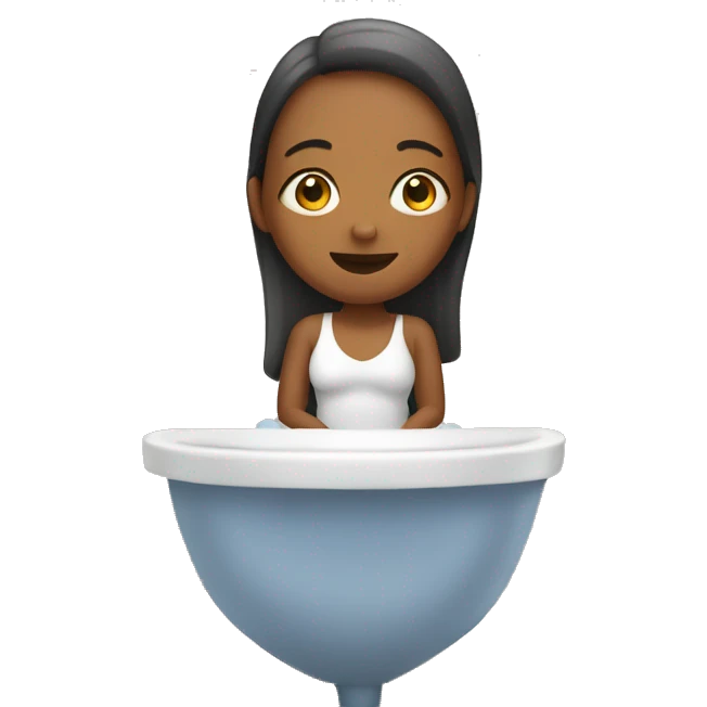 Woman sitting in bathroom  emoji