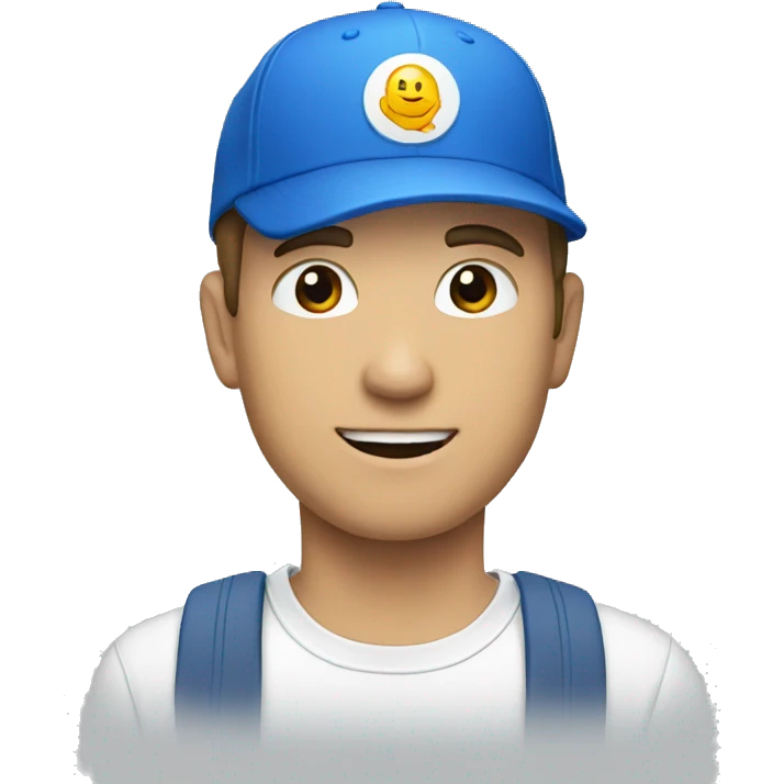 White guy walking with blue cap  emoji
