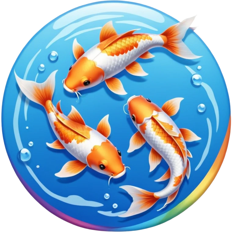 two koi fish swimming around in a circle rainbow blue bronze emoji