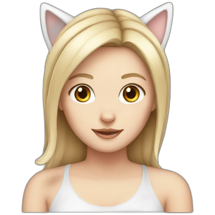White  Girl with cat ears emoji