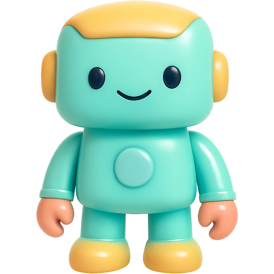 a robot with a friendly face vinyl figure style emoji