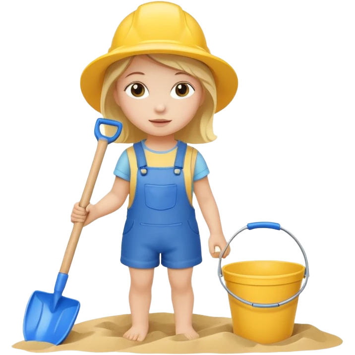kid girl with toy sand bucket and shovel emoji