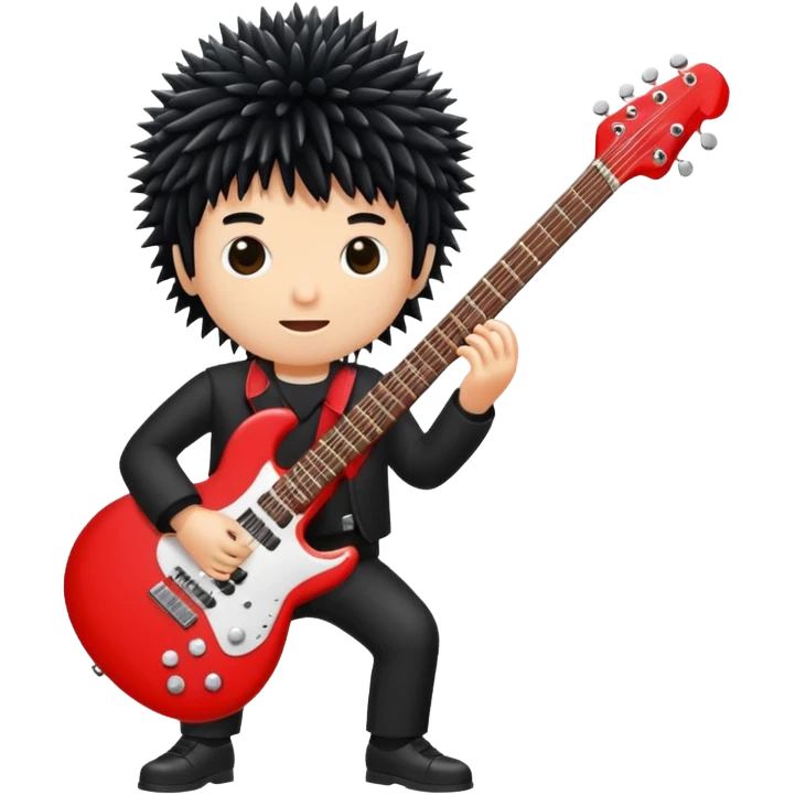 playing red electric guitar cute black sea urchin emoji