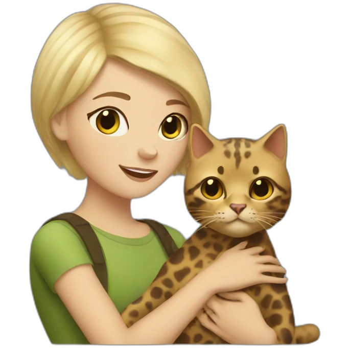 Blonde with short hair and a tortoise shell cat emoji