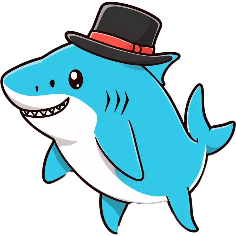 Shark with a top hat emoji