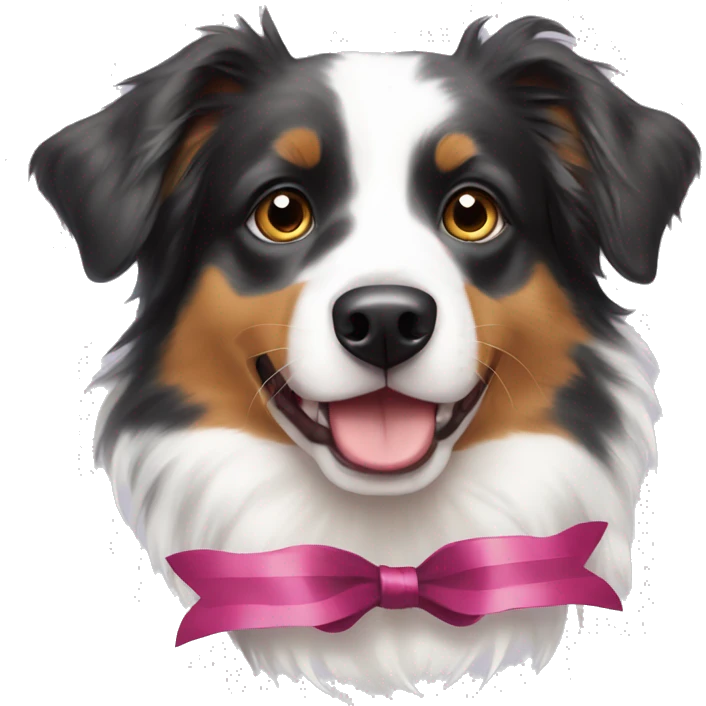 Australian Shepherd with ribbon emoji