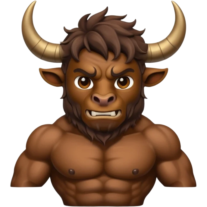 An emoji of a Cretan Minotaur. It has the body of a man and the head of a bull. emoji