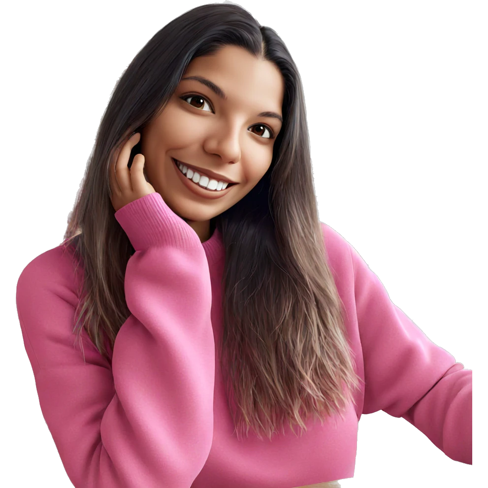 smiling girls in pink sweaters emoji