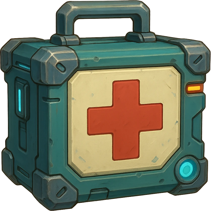 the image is the icon for a videogame insta-use item, it is a medkit- fututistic cyberpunk emoji