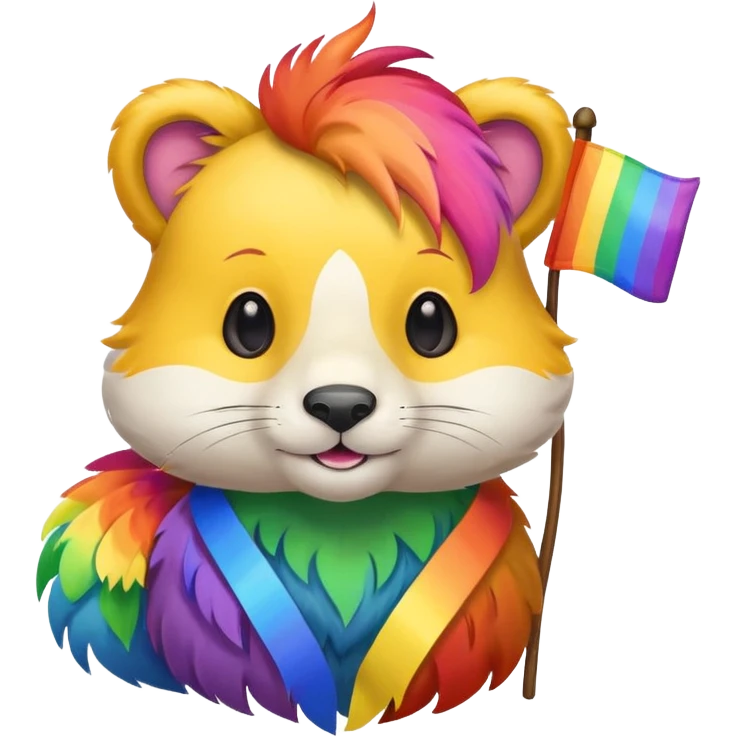 Rainbow flag hold by a animal emoji
