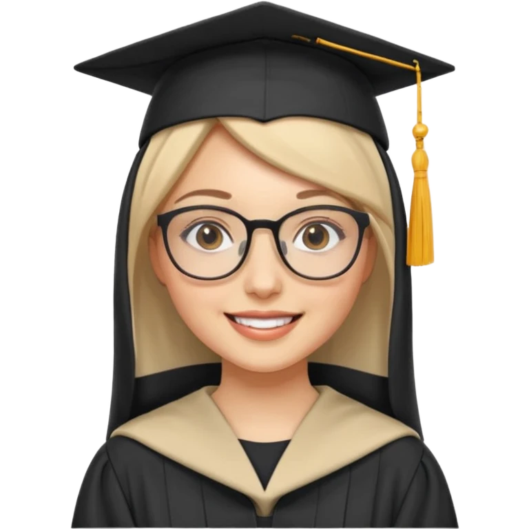 pretty white woman in hijab, wearing glasses and a graduation cap emoji