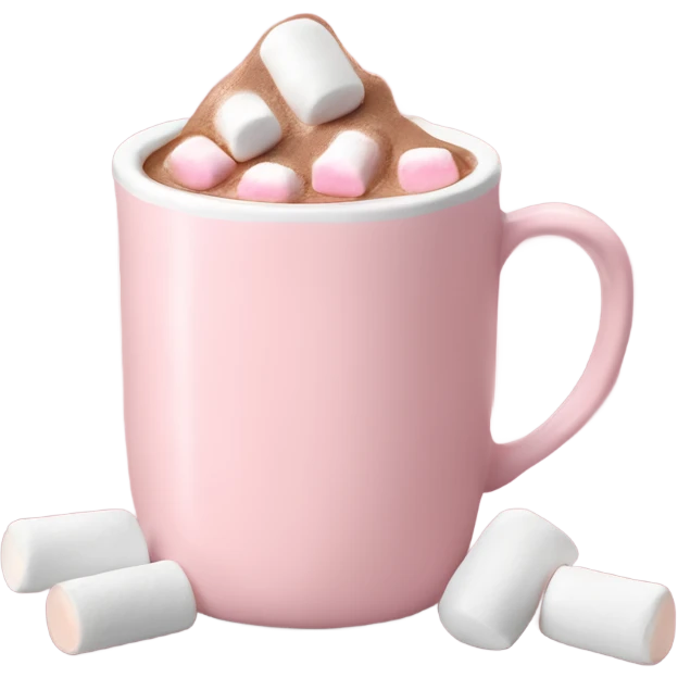 Light Pink mug of hot chocolate with marshmallows  emoji