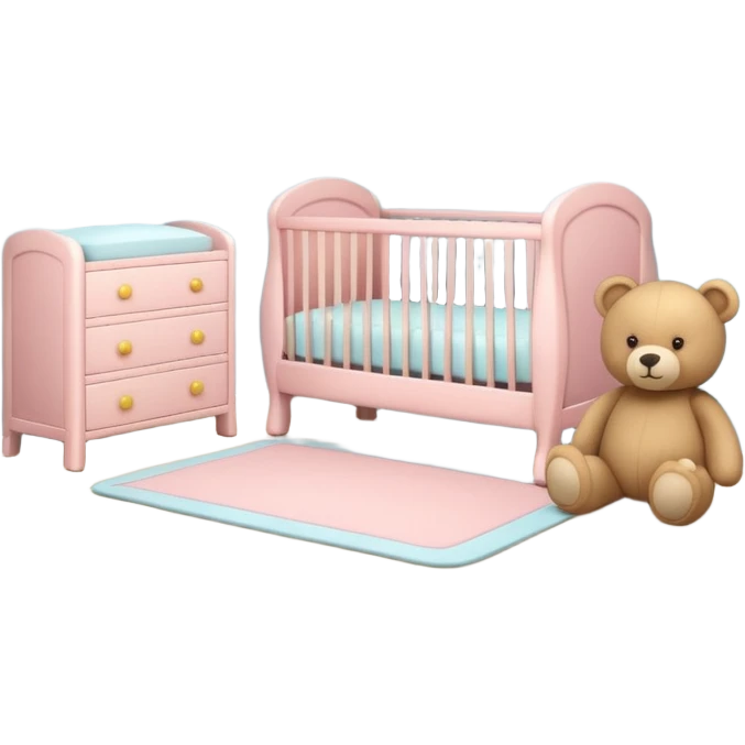 Cozy baby room with crib and teddy bear emoji