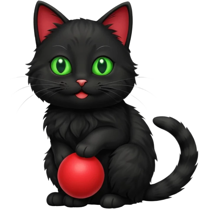 happy black cat playing with small ball emoji