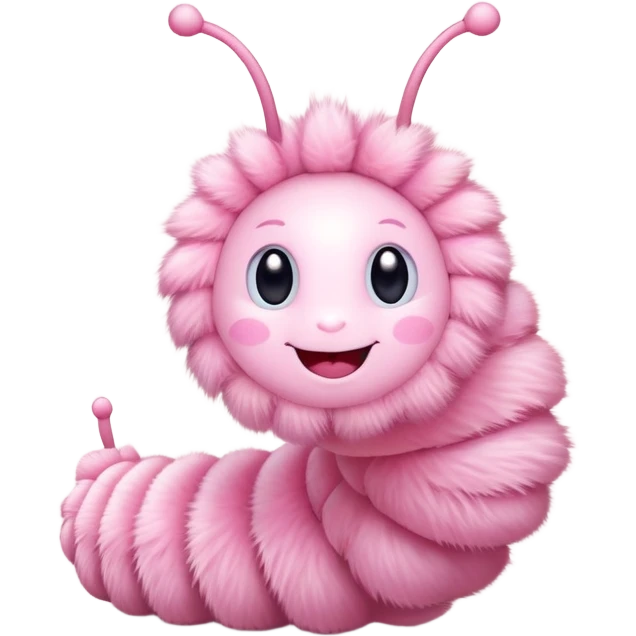 cute light pink caterpillar waving hello emoji