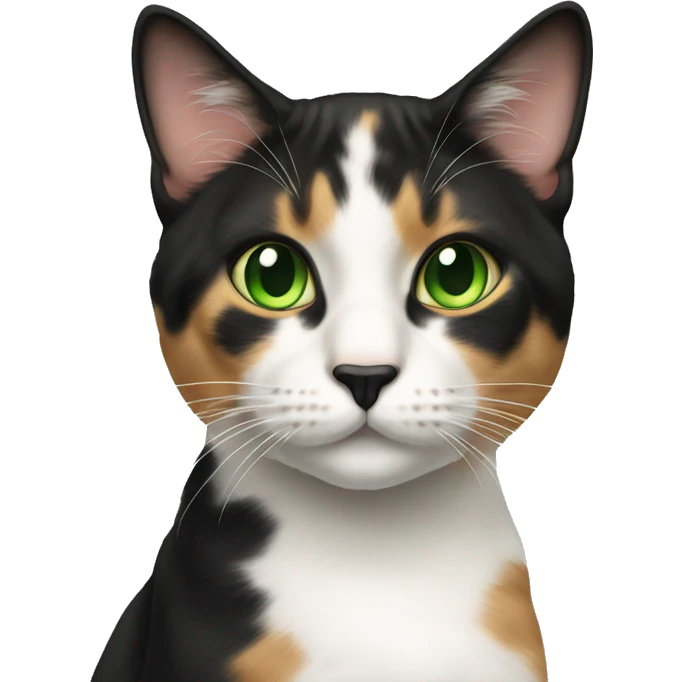Realistic cat calico with green eyes emoji