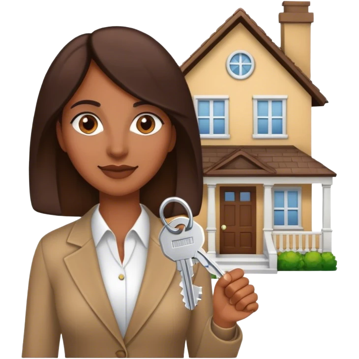brown lady in real estate job with house emoji