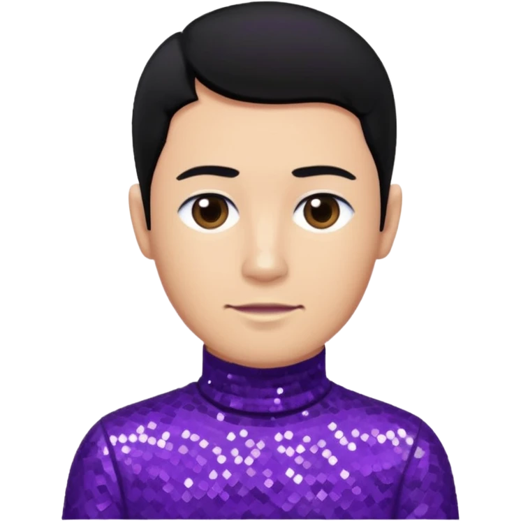 Jeff Fatt from The Wiggles with black hair, purple sequin skivvy shirt emoji