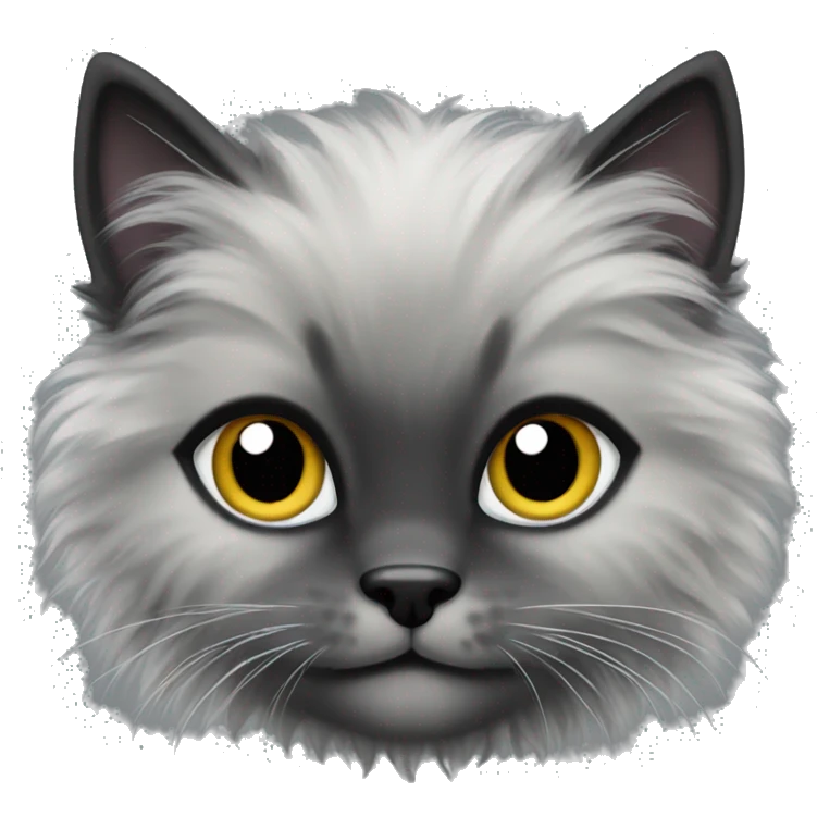 Black and gray fluffy kitten emoji