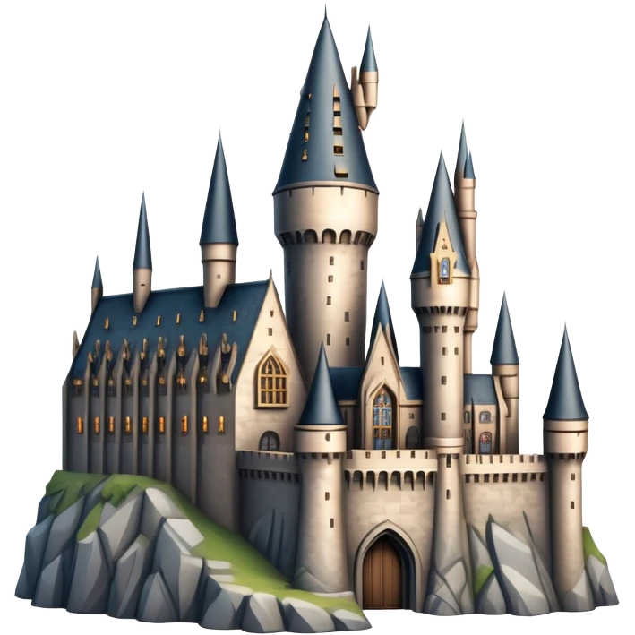 Hogwarts castle with tall towers and magical atmosphere emoji