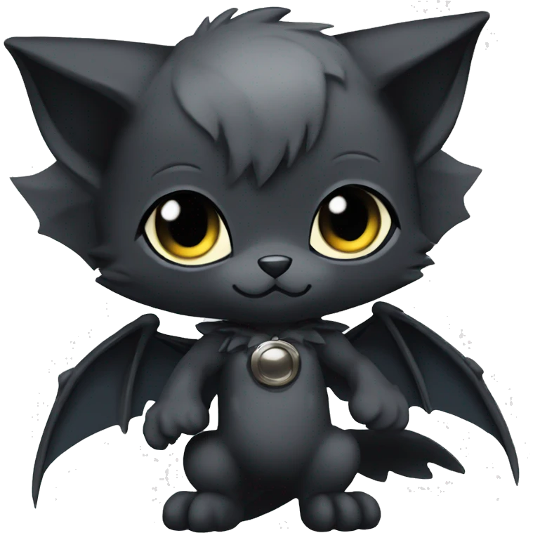 a anthro chibi-style black bat-cat-Fakémon-hybrid full body emoji