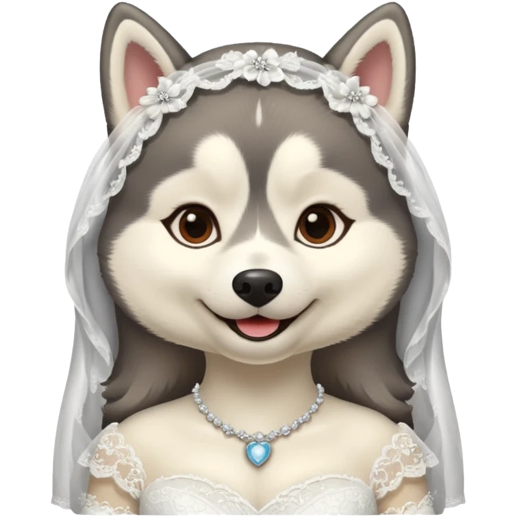 Husky in a wedding dress emoji