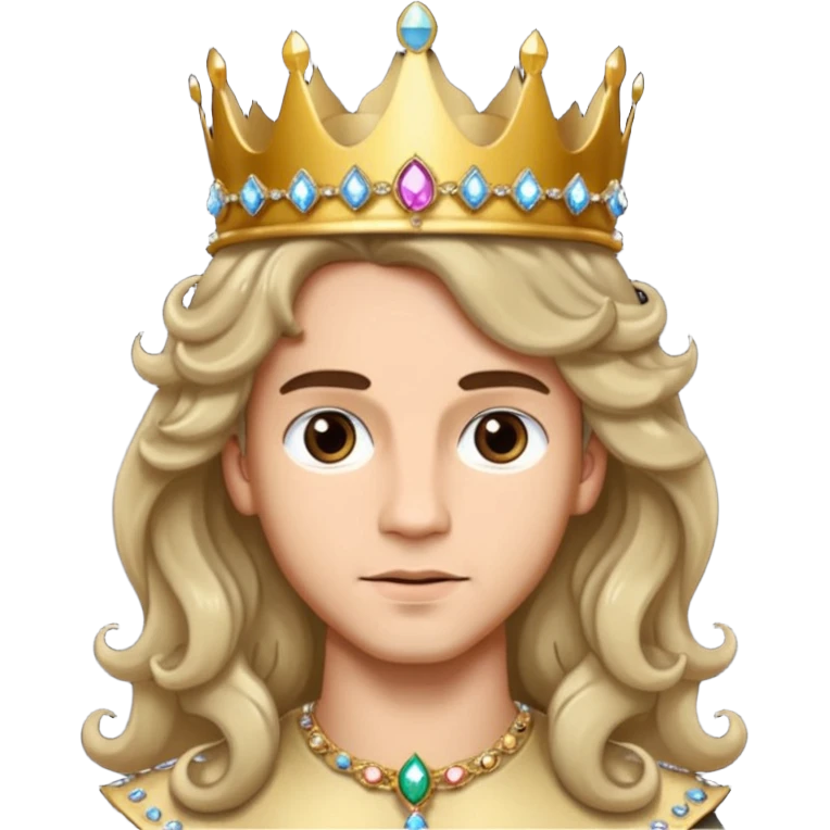 Princes with long glam curled hair, dark brown eyes, light skin tone.  emoji