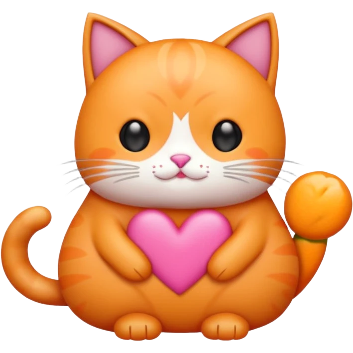 Gato naranja corazón rosa cuerpo entero kawaii emoji