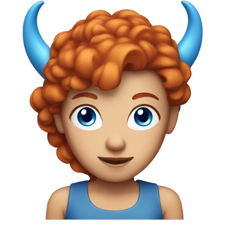 Red hair woman with blue eyes and horns emoji