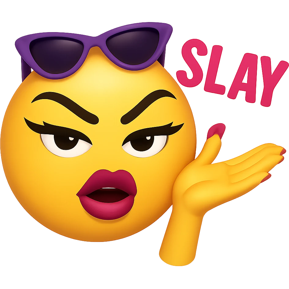 slay emoji, trendy and fierce, no background emoji