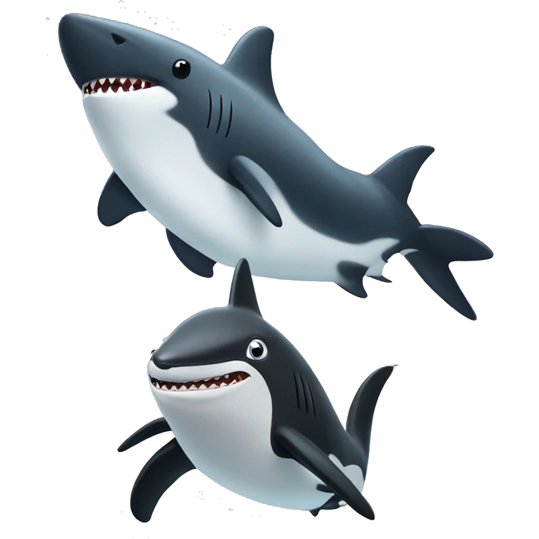 1 pingouin et 1 requin  emoji