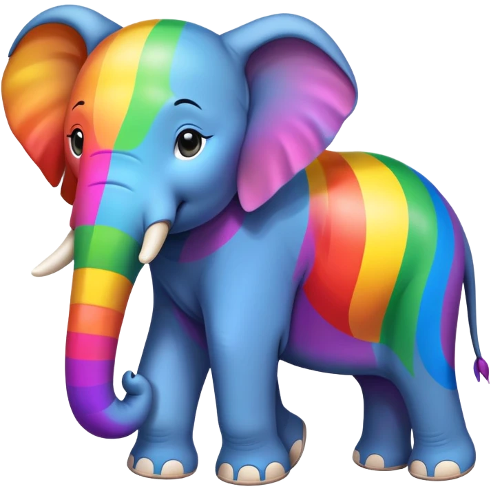 create an elephant that is rainbow emoji