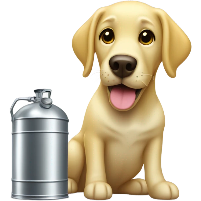 Yellow lab sniffing a gas can emoji