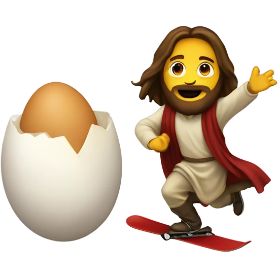 Jesus skiing and a dancing egg emoji