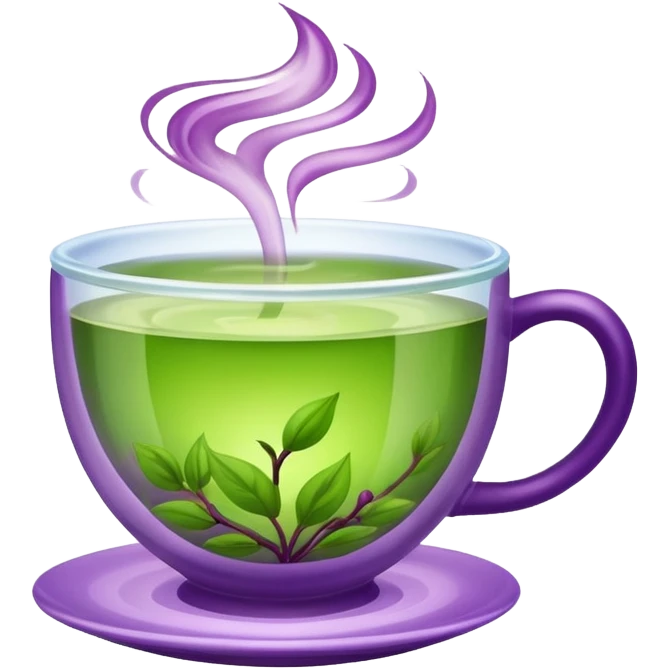 Berry green tea in a steaming cup emoji