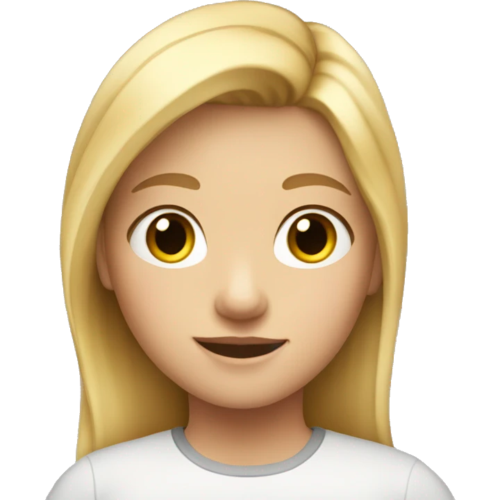 A 11 year old girl who has blonde hair and wearing a horse croped shirt emoji