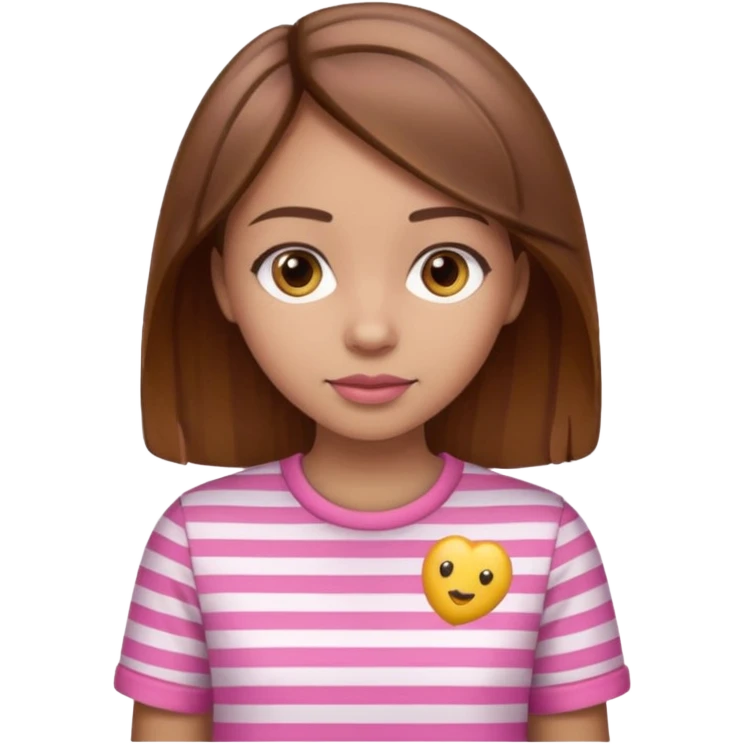 lightskin girl  pink and white striped shirt and brown hair  emoji